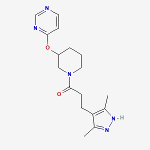 3-(3,5-dimethyl-1H-pyrazol-4-yl)-1-(3-(pyrimidin-4-yloxy)piperidin-1-yl)propan-1-one