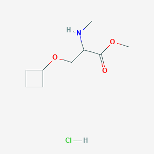 molecular formula C9H18ClNO3 B2762595 Methyl 3-cyclobutoxy-2-(methylamino)propanoate hydrochloride CAS No. 1485749-12-9