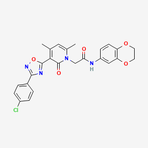 2-(3-(3-(4-chlorophenyl)-1,2,4-oxadiazol-5-yl)-4,6-dimethyl-2-oxopyridin-1(2H)-yl)-N-(2,3-dihydrobenzo[b][1,4]dioxin-6-yl)acetamide