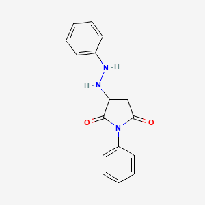 molecular formula C16H15N3O2 B2762620 1-Phenyl-3-(2-phenylhydrazino)pyrrolidine-2,5-dione CAS No. 956371-16-7