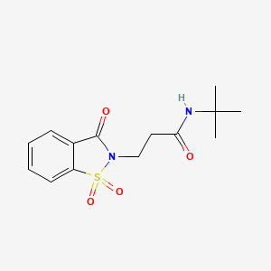 molecular formula C14H18N2O4S B2762700 N-tert-butyl-3-(1,1,3-trioxo-2,3-dihydro-1lambda6,2-benzothiazol-2-yl)propanamide CAS No. 872468-70-7