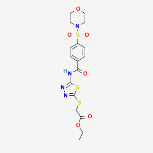 molecular formula C17H20N4O6S3 B2762710 Ethyl 2-((5-(4-(morpholinosulfonyl)benzamido)-1,3,4-thiadiazol-2-yl)thio)acetate CAS No. 392318-70-6