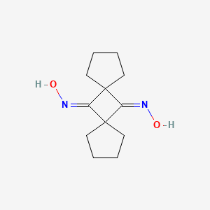 molecular formula C12H18N2O2 B2762746 N-(12-Hydroxyiminodispiro[4.1.47.15]dodecan-6-ylidene)hydroxylamine CAS No. 2260936-76-1