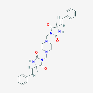 molecular formula C30H34N6O4 B027628 3,3'-(1,4-Piperazinediyldimethylene)bis(5-methyl-5-styrylhydantoin) CAS No. 19967-81-8