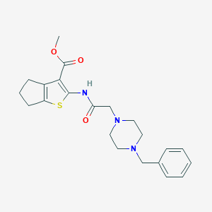 molecular formula C22H27N3O3S B276280 methyl 2-{[(4-benzyl-1-piperazinyl)acetyl]amino}-5,6-dihydro-4H-cyclopenta[b]thiophene-3-carboxylate 