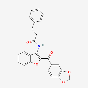 molecular formula C25H19NO5 B2762847 N-(2-(benzo[d][1,3]dioxole-5-carbonyl)benzofuran-3-yl)-3-phenylpropanamide CAS No. 886181-01-7