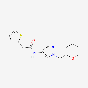 molecular formula C15H19N3O2S B2762849 N-{1-[(oxan-2-yl)methyl]-1H-pyrazol-4-yl}-2-(thiophen-2-yl)acetamide CAS No. 2034611-71-5
