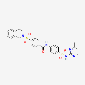 molecular formula C27H25N5O5S2 B2762858 N-{4-[(4-methylpyrimidin-2-yl)sulfamoyl]phenyl}-4-(1,2,3,4-tetrahydroisoquinoline-2-sulfonyl)benzamide CAS No. 868212-56-0