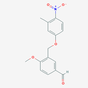 molecular formula C16H15NO5 B2762890 4-Methoxy-3-[(3-methyl-4-nitrophenoxy)methyl]benzaldehyde CAS No. 329222-76-6