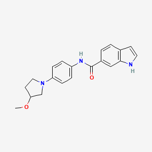 molecular formula C20H21N3O2 B2762918 N-[4-(3-Methoxypyrrolidin-1-YL)phenyl]-1H-indole-6-carboxamide CAS No. 1797699-80-9