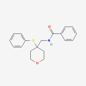 molecular formula C19H21NO2S B2762922 N-((4-(phenylthio)tetrahydro-2H-pyran-4-yl)methyl)benzamide CAS No. 1797955-44-2