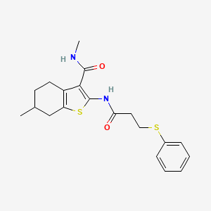 molecular formula C20H24N2O2S2 B2762947 N,6-dimethyl-2-(3-(phenylthio)propanamido)-4,5,6,7-tetrahydrobenzo[b]thiophene-3-carboxamide CAS No. 892983-21-0