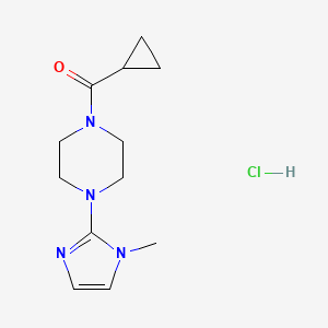 molecular formula C12H19ClN4O B2762984 1-cyclopropanecarbonyl-4-(1-methyl-1H-imidazol-2-yl)piperazine hydrochloride CAS No. 1189874-25-6