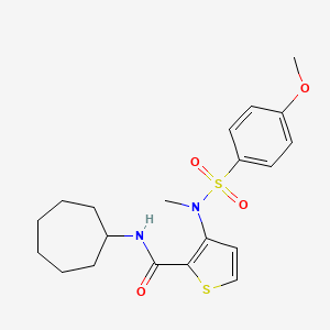 molecular formula C20H26N2O4S2 B2762985 N-cycloheptyl-3-(N-methyl4-methoxybenzenesulfonamido)thiophene-2-carboxamide CAS No. 1251580-04-7