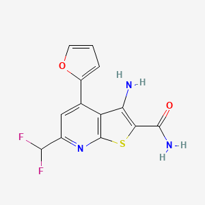 molecular formula C13H9F2N3O2S B2763005 3-Amino-6-(difluoromethyl)-4-(furan-2-yl)thieno[2,3-b]pyridine-2-carboxamide CAS No. 832739-51-2