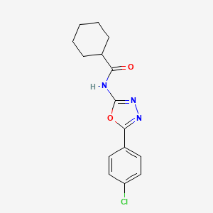 molecular formula C15H16ClN3O2 B2763047 N-[5-(4-chlorophenyl)-1,3,4-oxadiazol-2-yl]cyclohexanecarboxamide CAS No. 865287-12-3