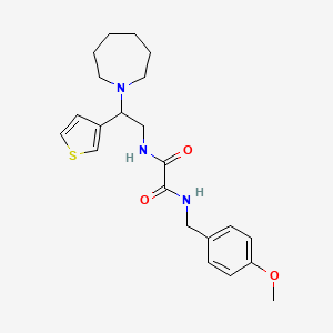 molecular formula C22H29N3O3S B2763051 N1-(2-(azepan-1-yl)-2-(thiophen-3-yl)ethyl)-N2-(4-methoxybenzyl)oxalamide CAS No. 946356-18-9