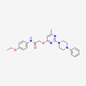 molecular formula C25H29N5O3 B2763062 N-(4-ethoxyphenyl)-2-{[6-methyl-2-(4-phenylpiperazin-1-yl)pyrimidin-4-yl]oxy}acetamide CAS No. 1251612-42-6