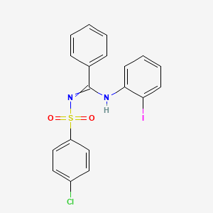 molecular formula C19H14ClIN2O2S B2763102 N'-(4-chlorobenzenesulfonyl)-N-(2-iodophenyl)benzenecarboximidamide CAS No. 301194-96-7
