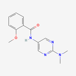 molecular formula C14H16N4O2 B2763141 N-[2-(dimethylamino)pyrimidin-5-yl]-2-methoxybenzamide CAS No. 1396860-98-2
