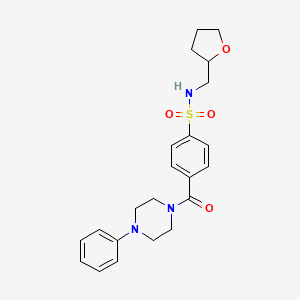 molecular formula C22H27N3O4S B2763148 N-[(oxolan-2-yl)methyl]-4-(4-phenylpiperazine-1-carbonyl)benzene-1-sulfonamide CAS No. 690246-53-8