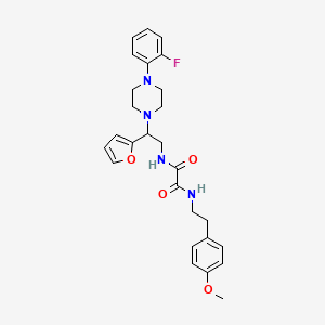 molecular formula C27H31FN4O4 B2763156 N1-(2-(4-(2-fluorophenyl)piperazin-1-yl)-2-(furan-2-yl)ethyl)-N2-(4-methoxyphenethyl)oxalamide CAS No. 877633-22-2