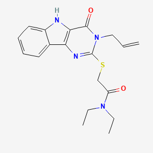 molecular formula C19H22N4O2S B2763164 N,N-diethyl-2-{[4-oxo-3-(prop-2-en-1-yl)-3H,4H,5H-pyrimido[5,4-b]indol-2-yl]sulfanyl}acetamide CAS No. 888449-91-0