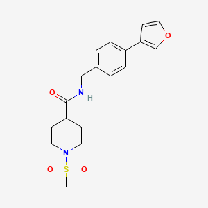 molecular formula C18H22N2O4S B2763227 N-(4-(furan-3-yl)benzyl)-1-(methylsulfonyl)piperidine-4-carboxamide CAS No. 2034297-40-8