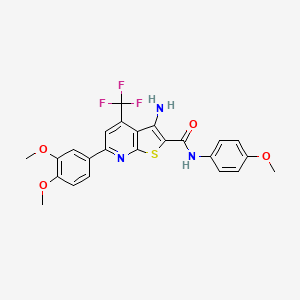 3-amino-6-(3,4-dimethoxyphenyl)-N-(4-methoxyphenyl)-4-(trifluoromethyl)thieno[2,3-b]pyridine-2-carboxamide