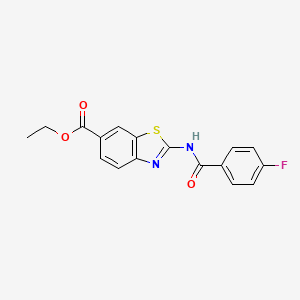 molecular formula C17H13FN2O3S B2763279 Ethyl 2-(4-fluorobenzamido)benzo[d]thiazole-6-carboxylate CAS No. 946236-80-2