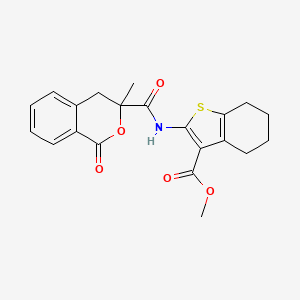 molecular formula C21H21NO5S B2763301 methyl 2-(3-methyl-1-oxo-3,4-dihydro-1H-2-benzopyran-3-amido)-4,5,6,7-tetrahydro-1-benzothiophene-3-carboxylate CAS No. 835896-32-7