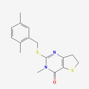 B2763326 2-[(2,5-Dimethylphenyl)methylsulfanyl]-3-methyl-6,7-dihydrothieno[3,2-d]pyrimidin-4-one CAS No. 869076-20-0