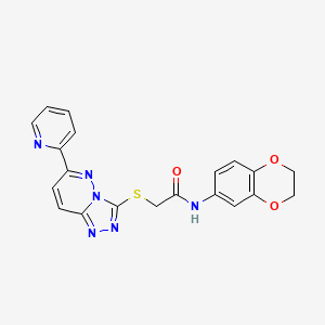 molecular formula C20H16N6O3S B2763380 N-(2,3-dihydro-1,4-benzodioxin-6-yl)-2-{[6-(pyridin-2-yl)-[1,2,4]triazolo[4,3-b]pyridazin-3-yl]sulfanyl}acetamide CAS No. 891103-88-1