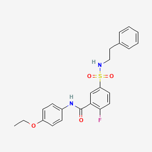 molecular formula C23H23FN2O4S B2763383 N-(4-ethoxyphenyl)-2-fluoro-5-(N-phenethylsulfamoyl)benzamide CAS No. 451506-61-9