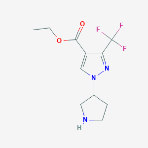 molecular formula C11H14F3N3O2 B2763406 Ethyl 1-pyrrolidin-3-yl-3-(trifluoromethyl)pyrazole-4-carboxylate CAS No. 2375269-25-1