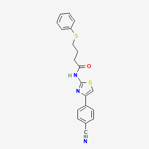 molecular formula C20H17N3OS2 B2763409 N-(4-(4-cyanophenyl)thiazol-2-yl)-4-(phenylthio)butanamide CAS No. 922924-80-9