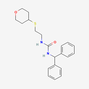 molecular formula C21H26N2O2S B2763415 1-benzhydryl-3-(2-((tetrahydro-2H-pyran-4-yl)thio)ethyl)urea CAS No. 1795303-54-6