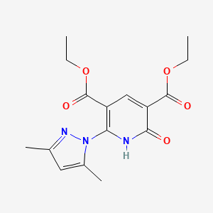 molecular formula C16H19N3O5 B2763459 diethyl 2-(3,5-dimethyl-1H-pyrazol-1-yl)-6-hydroxy-3,5-pyridinedicarboxylate CAS No. 321570-99-4