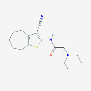 molecular formula C16H23N3OS B276346 N-(3-cyano-5,6,7,8-tetrahydro-4H-cyclohepta[b]thien-2-yl)-2-(diethylamino)acetamide 