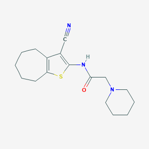 molecular formula C17H23N3OS B276347 N-(3-cyano-5,6,7,8-tetrahydro-4H-cyclohepta[b]thien-2-yl)-2-(1-piperidinyl)acetamide 