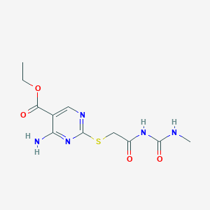 molecular formula C11H15N5O4S B276348 Ethyl 4-amino-2-[(2-{[(methylamino)carbonyl]amino}-2-oxoethyl)sulfanyl]-5-pyrimidinecarboxylate 
