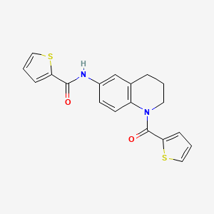molecular formula C19H16N2O2S2 B2763484 N-[1-(THIOPHENE-2-CARBONYL)-1,2,3,4-TETRAHYDROQUINOLIN-6-YL]THIOPHENE-2-CARBOXAMIDE CAS No. 932293-71-5