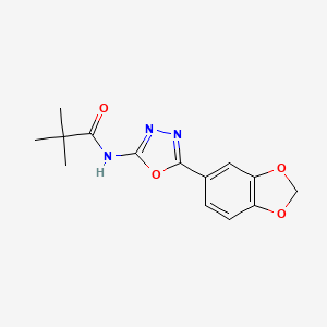 molecular formula C14H15N3O4 B2763515 N-(5-(benzo[d][1,3]dioxol-5-yl)-1,3,4-oxadiazol-2-yl)pivalamide CAS No. 922018-26-6