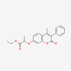 molecular formula C21H20O5 B2763526 ethyl 2-[(4-methyl-2-oxo-3-phenyl-2H-chromen-7-yl)oxy]propanoate CAS No. 869080-89-7