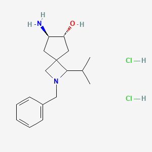 molecular formula C17H28Cl2N2O B2763552 rac-(6R,7R)-7-amino-2-benzyl-1-(propan-2-yl)-2-azaspiro[3.4]octan-6-ol dihydrochloride CAS No. 2137440-32-3