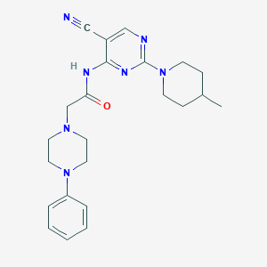 molecular formula C23H29N7O B276358 N-[5-cyano-2-(4-methyl-1-piperidinyl)-4-pyrimidinyl]-2-(4-phenyl-1-piperazinyl)acetamide 