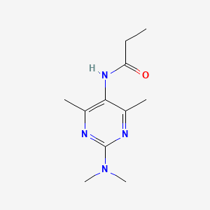 molecular formula C11H18N4O B2763584 N-[2-(DIMETHYLAMINO)-4,6-DIMETHYLPYRIMIDIN-5-YL]PROPANAMIDE CAS No. 1448123-66-7
