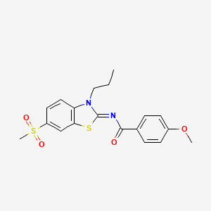 molecular formula C19H20N2O4S2 B2763598 N-[(2Z)-6-methanesulfonyl-3-propyl-2,3-dihydro-1,3-benzothiazol-2-ylidene]-4-methoxybenzamide CAS No. 898367-00-5