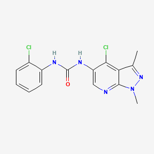 molecular formula C15H13Cl2N5O B2763615 N-(4-chloro-1,3-dimethyl-1H-pyrazolo[3,4-b]pyridin-5-yl)-N'-(2-chlorophenyl)urea CAS No. 649665-31-6