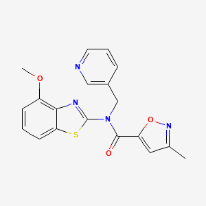 molecular formula C19H16N4O3S B2763651 N-(4-methoxybenzo[d]thiazol-2-yl)-3-methyl-N-(pyridin-3-ylmethyl)isoxazole-5-carboxamide CAS No. 946285-29-6